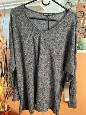 Always Indigo Charcoal Textured V-Neck Tunic